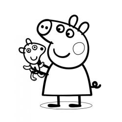 Coloriage de Peppa Piq qui lit 