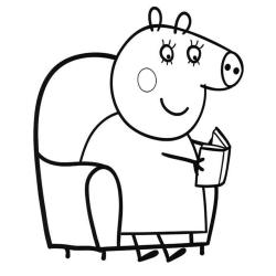 Coloriage Papa Pig, Mamma Pig et les enfants