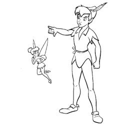Coloriage de Peter Pan qui pense