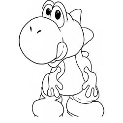 Coloriage de Yoshi qui tire la langue