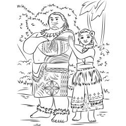 Coloriage de Vahiana et sa pagaie