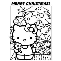 Coloriage Hello Kitty en ange de Noël