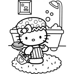 Coloriage Hello Kitty dans luge de Noël