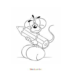 Coloriage Diddl avec une fleur à imprimer