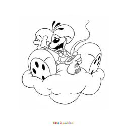 Coloriage Diddl avec une fleur à imprimer