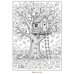 Coloriage d'un grand arbre à imprimer