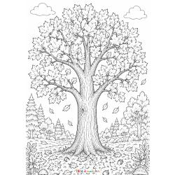 Coloriage d'un grand arbre à imprimer