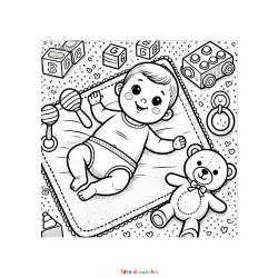Coloriage d'un bébé qui dessine