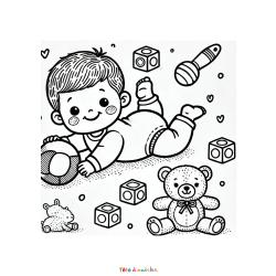Coloriage d'un bébé qui dessine
