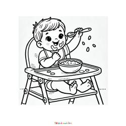 Coloriage d'un bébé qui dessine