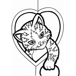 Coloriage d'un chaton qui mange