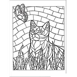 Coloriage d'un chaton qui mange
