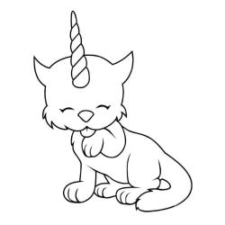 Coloriage d'un chaton qui mange