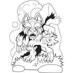 Coloriage loup garou assis