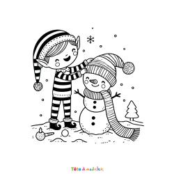 Le coloriage d'un lutin de Noël en jouet à imprimer