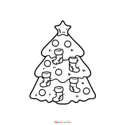 Coloriage d'un sapin de Noël à bandes