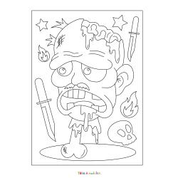 Coloriage d'un zombie qui marche