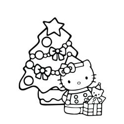 Coloriage Hello Kitty en ange de Noël