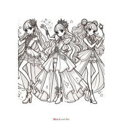 Coloriage d'Iris, Talia et Auriana
