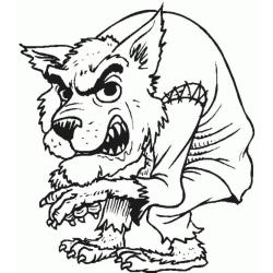 Coloriage d'un loup garou avec une citrouille