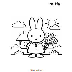 Coloriage de Miffy à vélo à imprimer