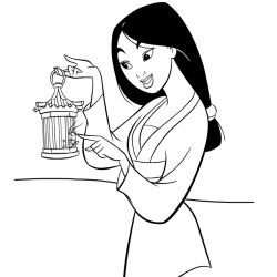 Coloriage de Mulan et Grand mère Fa