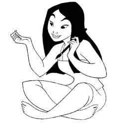 Coloriage de Mulan en kimono