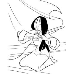 Coloriage de Mulan et Grand mère Fa
