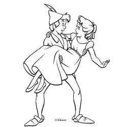 Coloriage de Peter Pan qui pense