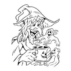 Coloriage d'une sorcière qui vole