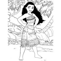 Coloriage de Vahiana et sa pagaie
