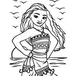 Coloriage de Vahiana et sa pagaie