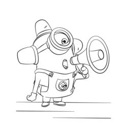 ? Coloriage d'un minion avec mégaphone à imprimer ✅avec Tête à modeler copie