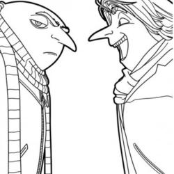 ?Coloriage de Gru et la mère Gru à imprimer gratuitement ✅avec Tête à modeler