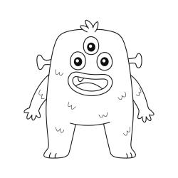 ?Coloriage d'un monstre poilu à imprimer avec Tête à modeler