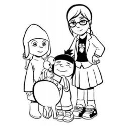 ? Coloriage de Margot, Edith et Agnes à imprimer ✅avec Tête à modeler