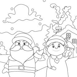 Coloriage Mère Noël facile