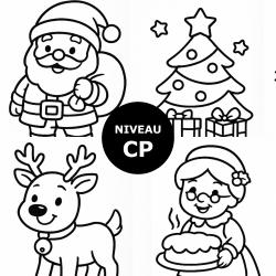 Découvrez 10 coloriages de Noël faciles à imprimer pour les enfants de CP. Contours épais, formes simples, scènes festives pour développer motricité et créativité !