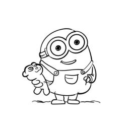 ? Coloriage de Bob le minion à imprimer ✅avec Tête à modeler