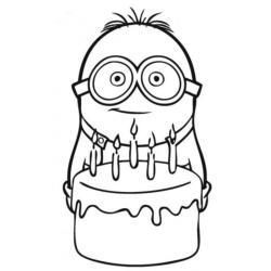 ? Coloriage minion anniversaire à imprimer ✅avec Tête à modeler copie