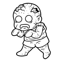 Coloriage d'un zombie qui marche avec Tête à modeler