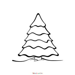Coloriage d'un sapin de Noël sous la neige à imprimer