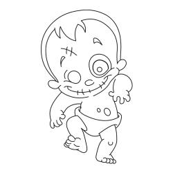 Coloriage d'un bébé zombie à imprimer avec Tête à modeler