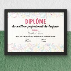 Un diplôme à imprimer pour le meilleur professionnel de l'enfance