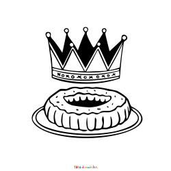 Coloriage d'une couronne sur une galette à imprimer avec Tête à modeler