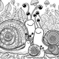 Coloriage d'un escargot en automne