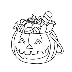 Coloriage d'un seau de bonbons citrouille