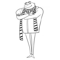 ?Coloriage de Gru qui sourit à imprimer gratuitement ✅avec Tête à modeler