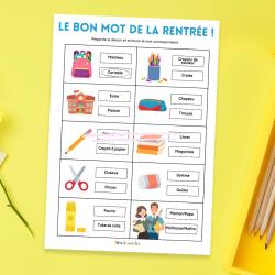 Un jeu de vocabulaire sur le thème de l'école à imprimer pour la rentrée des classes