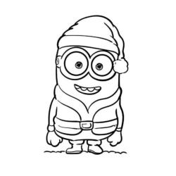 ?Coloriage d'un minion à Noël à imprimer gratuitement ✅avec Tête à modeler copie
